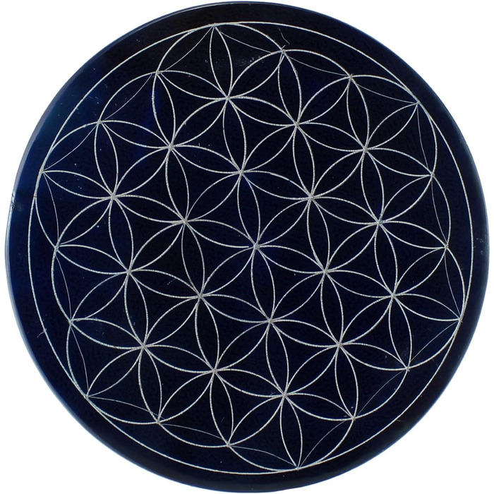 Speckstein coaster set with Flower of Life design • 7 colors • Chakra colors • Ø 10 cm • Handmade • Engraved • Round • Spiritual wall decoration & table decor • 7 pieces