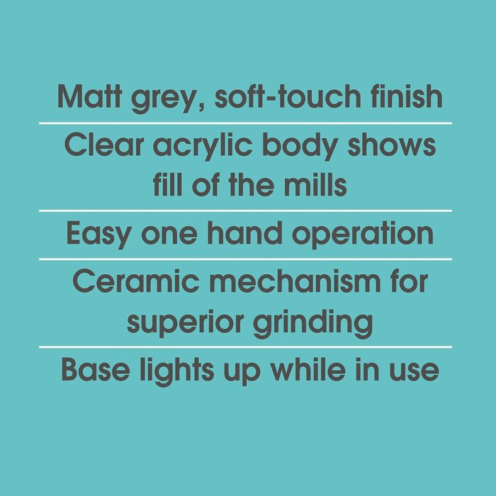Набір електричних мельниць для солі та перцю Salter – зручне управління однією рукою, керамічний млин, регульований ступінь помелу, м'яке покриття, підсвічений цоколь (Cosmos Grey)