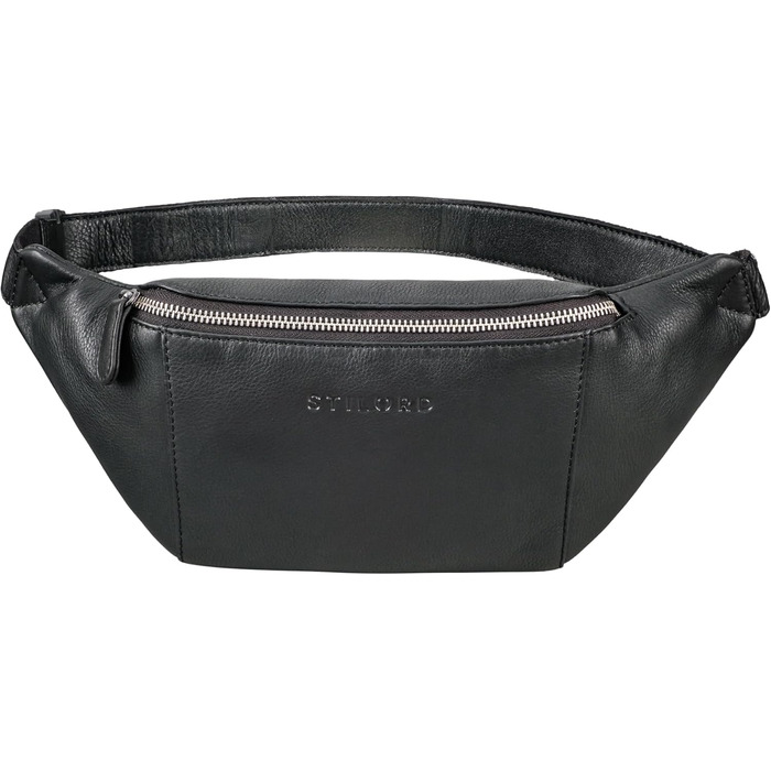 STILORD 'Pino' Елегантна поясна/грудна сумка з натуральної шкіри для жінок та чоловіків, чорна. Компактна сумка-рюкзак, вінтажний стиль.