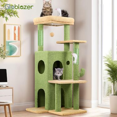 Драбина-будинок для котів Globlazer XL, зелена, 127 см, з платформою та будиночком