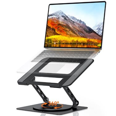 Підставка для ноутбука TECKNET 360° регульована по висоті, металева, ергономічна, для MacBook, Dell (до 17.3 дюймів), чорна