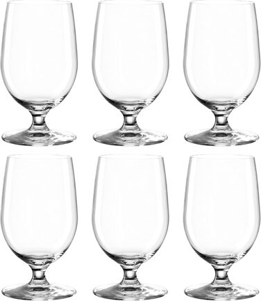 Leonardo Ciao+ Water Glasses, 6-Piece Set, Drinking Glasses with Drawn Stem, Dishwasher-Safe Juice Glasses, Height 13 cm, 300 ml, 061453