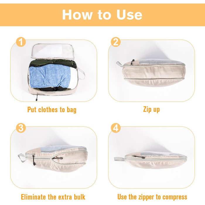 Органайзери для валізи Packing Cubes, набір 3 шт. (3 розміри) - водовідштовхуючі, для подорожей, розширювані