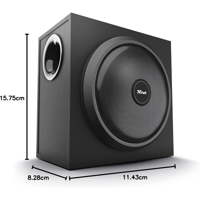 Акустична система Trust Yuri 2.1 для ПК з сабвуфером, 120 Вт, чорний, сучасний дизайн