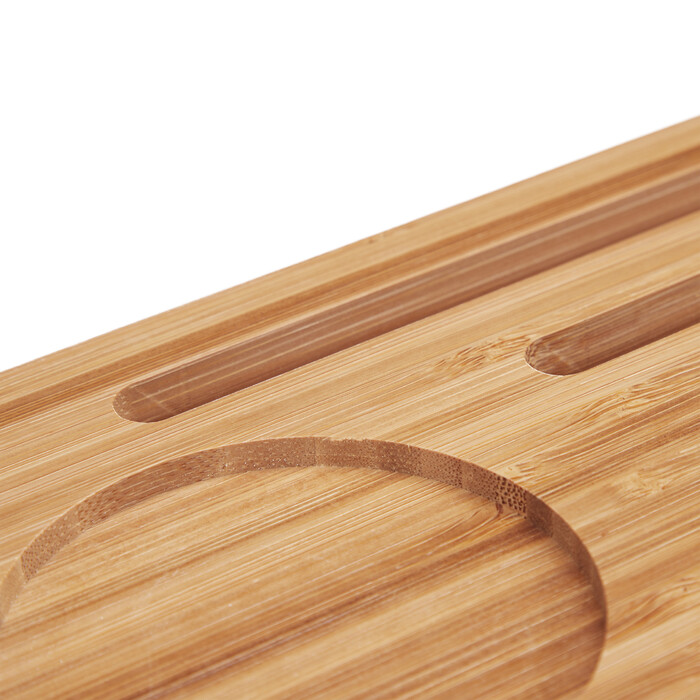 Relaxdays Bamboo Bathtub Shelf with Glass Holder