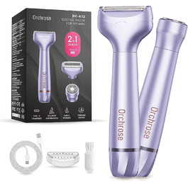 Електричний епілятор для жінок: безболісний пристрій для догляду за тілом, обличчям, зоною бікіні, ногами та під пахвами. Портативний, акумуляторний (рожеве золото, фіолетовий)