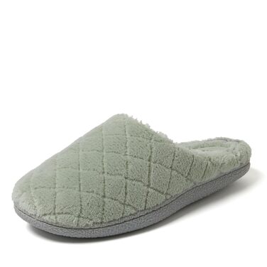 Dearfoams Leslie: жіночі тапочки-клоги з м'якою устілкою Memory Foam, широка колодка (42/44 EU), колір - Juniper Green Terry