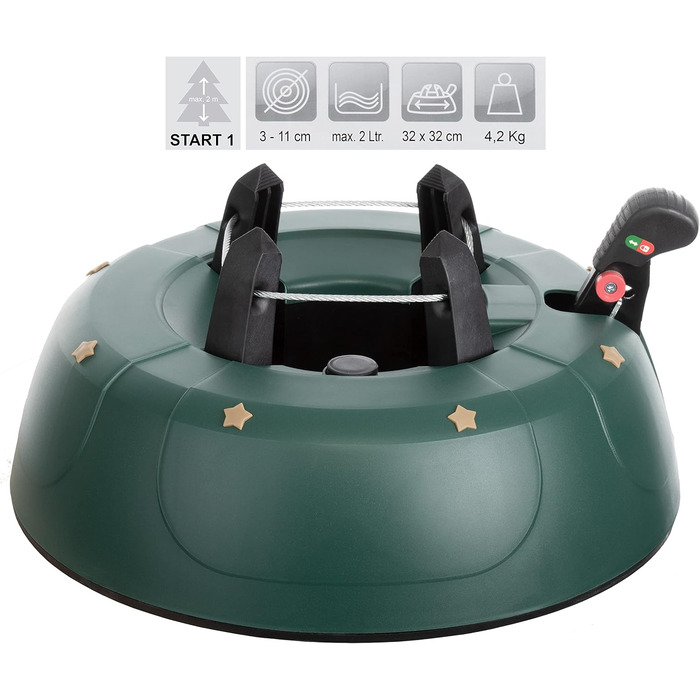 Підставка для ялинки BRANDSSELLER до 2 м з підвісною системою та фіксатором - зелена