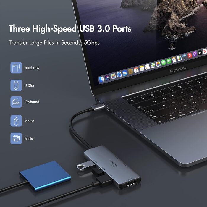 Док-станція USB-C для ноутбука з підтримкою 2 моніторів 4K, 14 в 1, з DP/DisplayPort, Ethernet, 4 USB, 100W PD, SD/TF, Audio/Mic, сумісна з Dell, HP, Lenovo