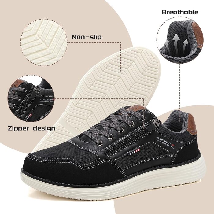 ARRIGO BELLO Чоловічі кросівки для активного відпочинку: легкі, зручні, для туризму та бігу. Розміри 41-46, колір чорний