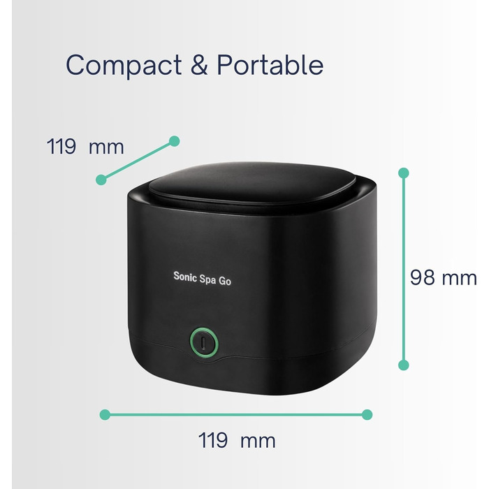 Ультразвуковий очищувач для елайнерів, ретейнерів та протезів з таблетками Boostab - портативний бездротовий пристрій для Invisalign, капп, захисних кап та зубних апаратів (чорний)