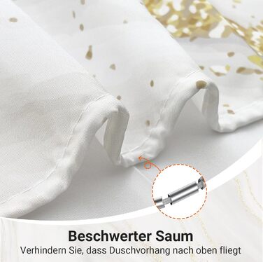 Штора для ванної кімнати 180x200 см з антигрибковим покриттям, водовідштовхувальна, поліестер, з кільцями (Phnom Penh Сірий мармур)