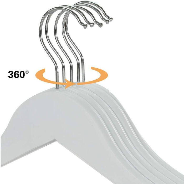 Дерев'яні вішалки для одягу з виступами для спідниць та штанів, 360° обертання, 20 шт. (білі)