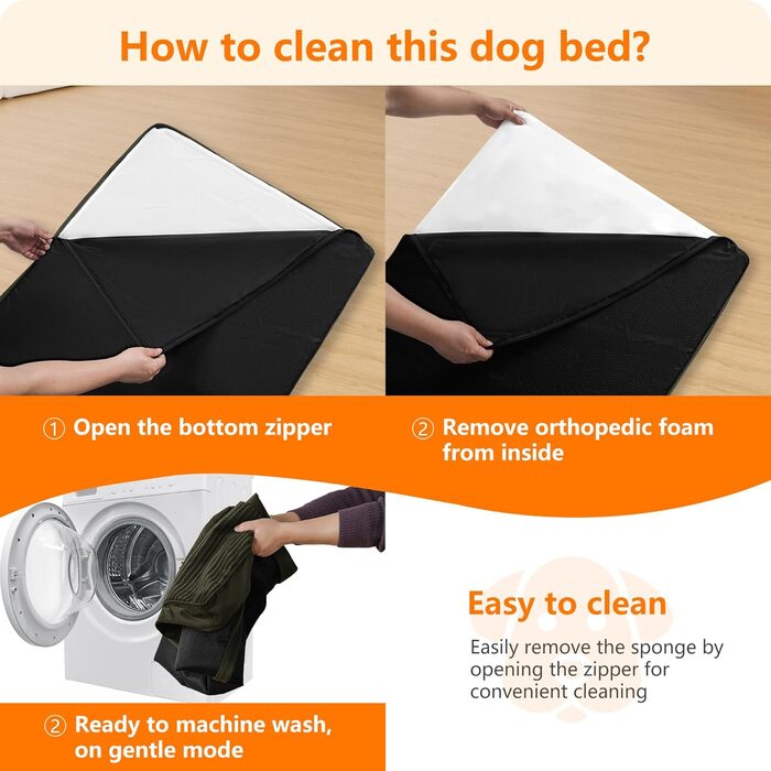 Ортопедичне ліжко для собак, 10 см товщина, для середніх та великих собак, знімний та пральний килимок, неслизьке дно, водонепроникне внутрішнє покриття, 112 см, оливковий колір