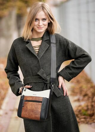 Сумка жіноча через плече Shrrie, екошкіра, чорно-коричнева, з ременем, для подорожей