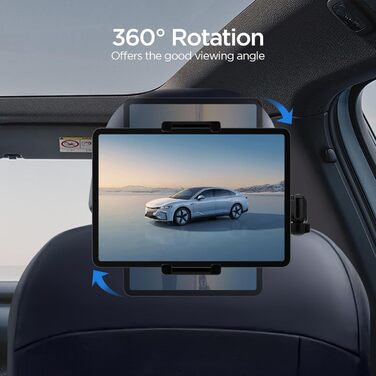 Утримувач для планшета Romon у автомобіль, кріплення до підголівника, універсальний, 360° обертання, для смартфонів та планшетів 4.7-13 дюймів