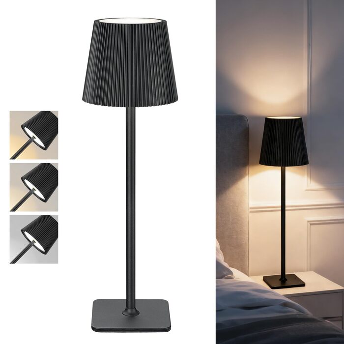 Світлодіодна настільна лампа бездротова LED для вулиці та дому, димована, з акумулятором 5200mAh, водонепроникна IP54, чорна