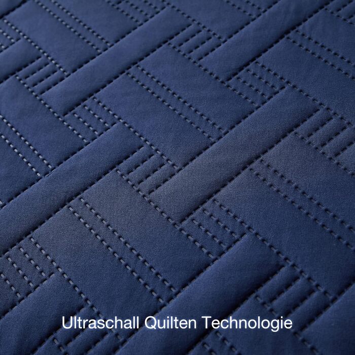 Beeweed Bedspread Throw Blanket 220x200cm Navy Blue, Bedspreads made of Microfiber, Quilted Throw Blanket Bed Cover Lightweight, Stepped Quilt with Ultrasonic Stitching and 2 Pillowcases, Basket Pattern Navy Blue 220 x 200 cm