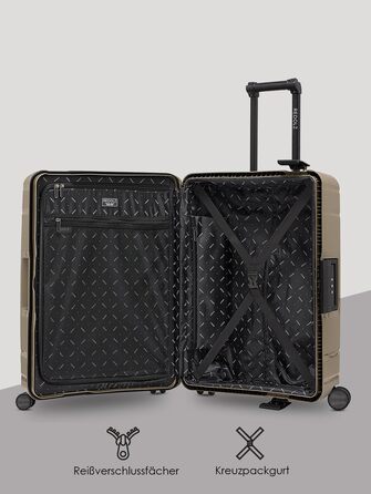 Набір валіз REDOLZ 3 шт. з жорстким корпусом | Система 3-х точкового замикання | З високоякісного поліпропілену | 4 подвійні колеса & TSA-замок | Для жінок та чоловіків (Essentials 15) (Колір: Бежевий, Розмір: M (65 см))