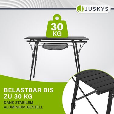 Стол для кемпінгу Juskys Picco - алюмінієвий, 90x52 см, легкий, складний, регульований по висоті - для кемпінгу, саду, відпочинку на природі. Чорний