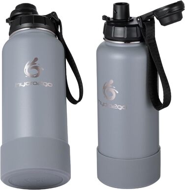 Термофляга Hydro2Go Edelstahl 950 мл з соломинкою - Ізольована, BPA-free, не протікає, 24 год холод/12 год гаряче, для спорту та активного відпочинку (срібляста)