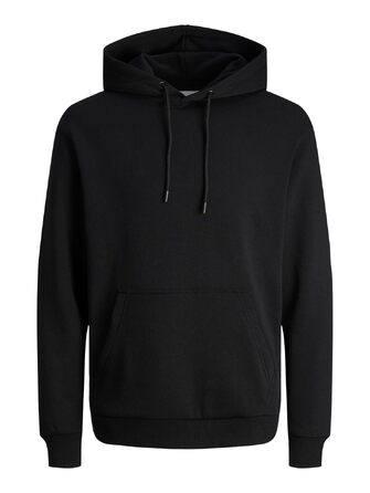 Чоловічий однотонний худі Jack & Jones з капюшоном, чорний, розмір XL