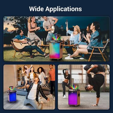 Караоке система TONOR K20 з 2 мікрофонами, Bluetooth, світлодіодна куля, для дому та вулиці