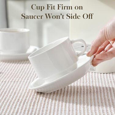 Набір чашок еспресо MALACASA 4 шт., 75 мл, з підставками та стійкою, 240 мл, біле порцелянове, для еспресо, Regular