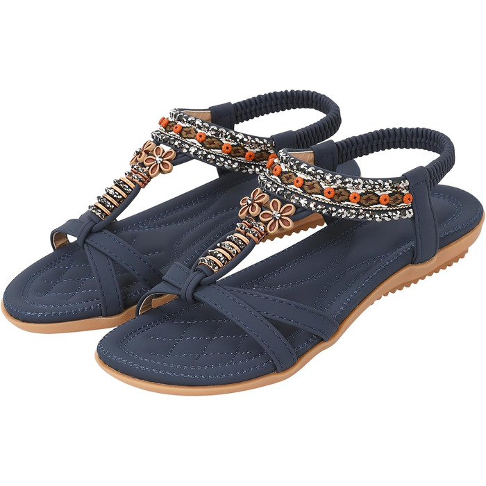 Босоніжки жіночі ZOEREA в'єтнамки літні богемні сандалі пляжні шльопанці 36-44 EU (41 EU, Стиль F, темно-синій)