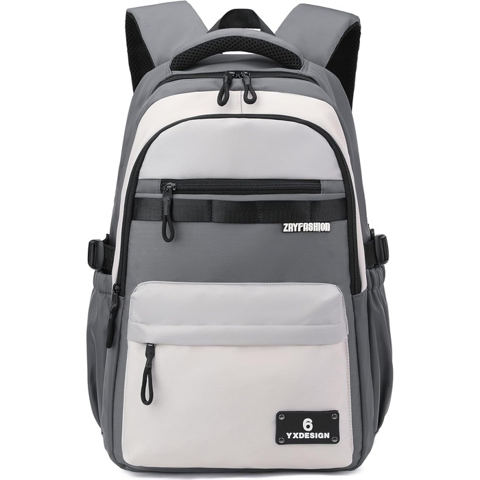 Шкільний рюкзак для підлітків, хлопчиків, 2025. Водовідштовхуючий рюкзак для старшої школи, гімназії. Підходить для ноутбука 15.6', звичайний дизайн (сірий)