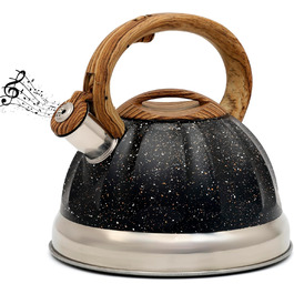 Чайник Belle Vous 3л з нержавіючої сталі для плити/індукції - Білий текстурований дизайн