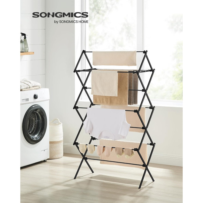 Стійка для сушіння білизни SONGMICS LLR770B01, складна, сталева, 37x75x135 см, для дому та вулиці