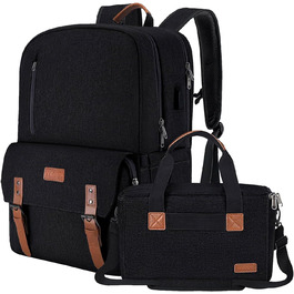 MOSISO Рюкзак для камери 17.3 дюйма, DSLR/SLR/Беззеркальна камера, відділення для ноутбука, вбудована фотосумка, USB-порт для зарядки, дощовик, сумісний з Canon/Nikon/Sony, чорний