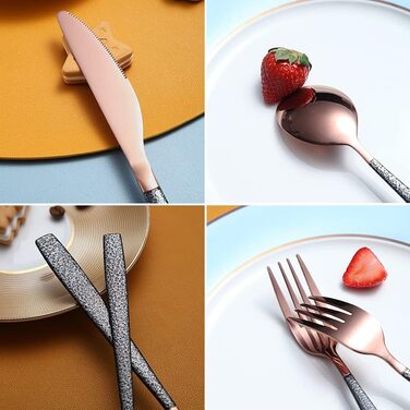 Набір столових приборів з золотистим покриттям та ручками Mars, нержавіюча сталь, 30 предметів для 6 осіб