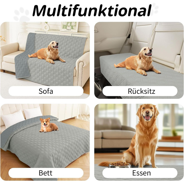 Водонепроникний килимок для собак Homaxy, двосторонній, для відпочинку вдома та на вулиці, 130x100 см, сірий+темно-сірий