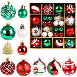 Набір прикрас на ялинку 44 шт. (6см та 3см) - блакитні та срібні ялинкові кулі для декору ялинки в приміщенні та на вулиці (червоний, зелений)