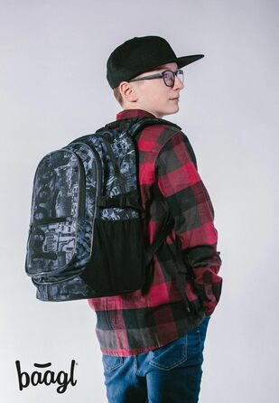 Шкільний рюкзак Baagl для хлопчика (3 шт.): рюкзак, пенал, сумка. Ергономічний, для початкової та середньої школи. З нагрудним ременем (Technic)