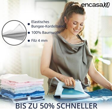 Чохол для прасувальної дошки Encasa XO Mini Beige 125x46 см з термозахистом, бежевий однотонний на гумці