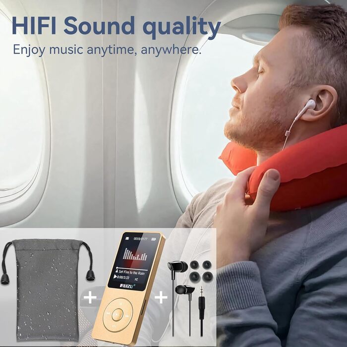 MP3-плеєр 64GB з Bluetooth 5.3, легкий (30г), до 80 годин роботи, 1.8