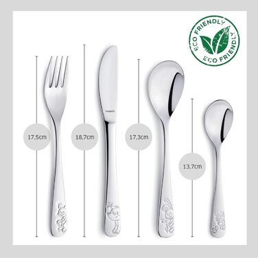 Дитячий набір столових приборів Kinderbesteck Waldfreunde з гравіюванням імені - персоналізований посуд - унікальний хрещення для хлопчика/дівчинки - 4-х предметний набір