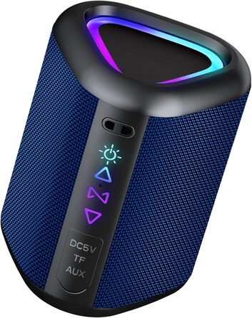 Портативна Bluetooth колонка Aowoka з підсвічуванням, 30 Вт, водонепроникна IPX7, покращений бас, Bluetooth 5.4, для подорожей, спорту, вечірок, велосипеду (синій та чорний)