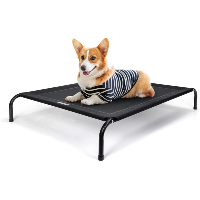 Підвищене собаче ліжко Nobleza Hundeliege Outdoor, M, 105x80x20 см, для відпочинку на вулиці та кемпінгу, чорне