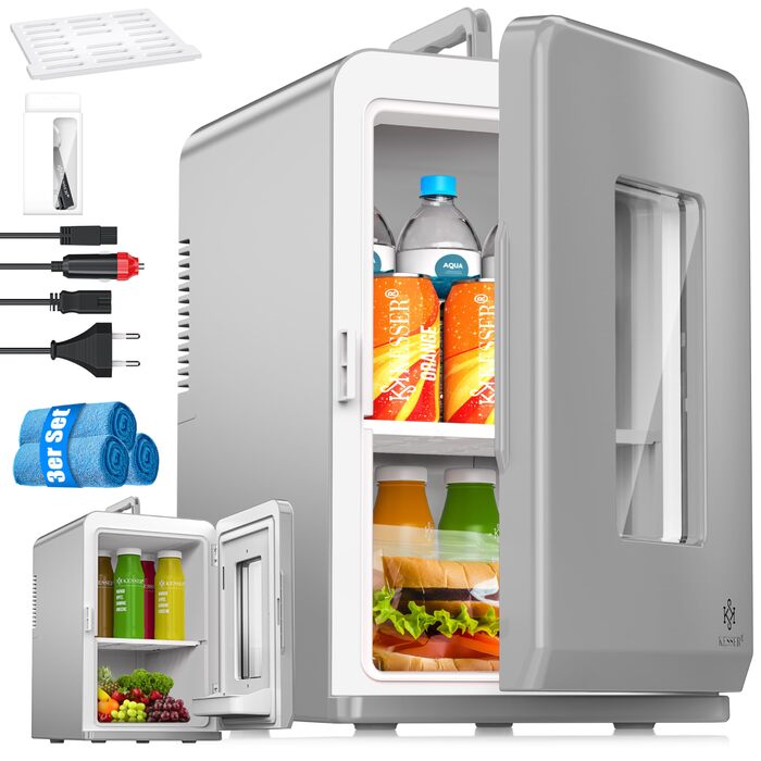 KESSER® Міні холодильник 2в1: охолодження та нагрівання, 15 літрів, портативний, AC/DC, 220-240V/12V, для авто, офісу, дому, кемпінгу