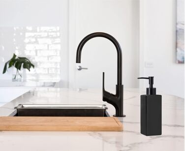 Чорний диспенсер для мила, скло Bibilan, матовий, для кухні, ванної, миття посуду, шампуню, квадратний