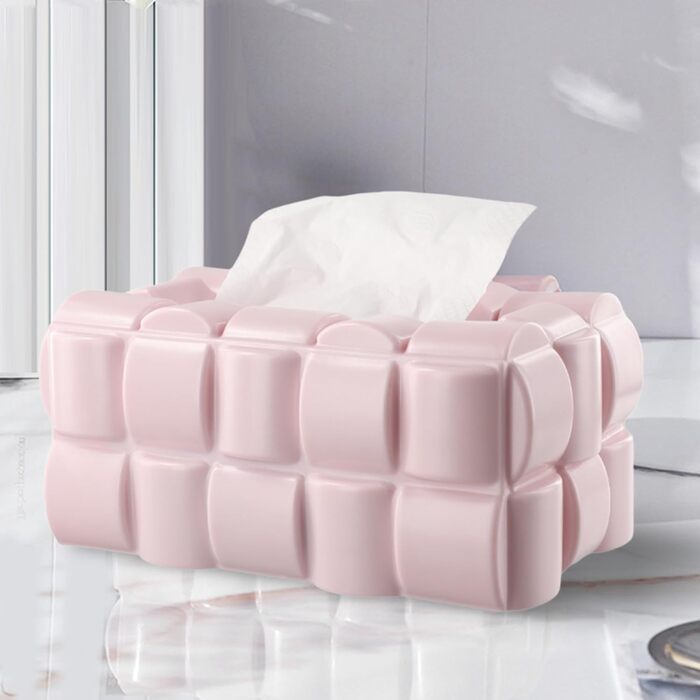 Carpango Tissue Box Holder, Multifunctional Waffle Tissue Box, Dispenser, Napkin Cover for Home, Office, Restaurant (Pink, Stylish, Rectangular, PET)