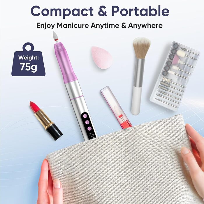 Електричний набір для манікюру Nagelfräser: 13 насадок, 5 швидкостей, 35000 обертів/хв, для гелю та акрилу