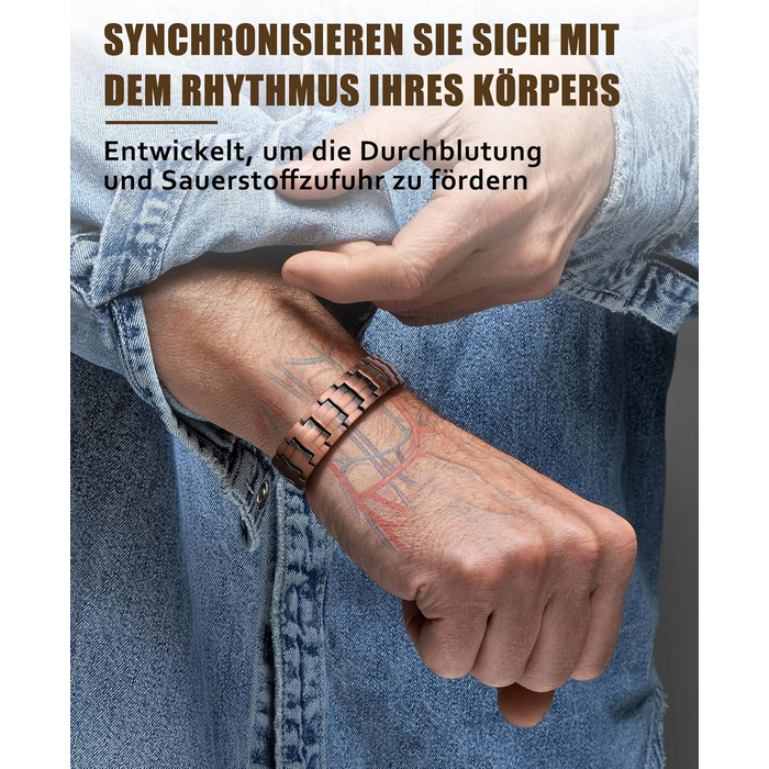 Масивне браслет на зап'ястя для чоловіків Jecanori з міді, регульований розмір, магнітний браслет з 3500 Гаус, подарункова коробка