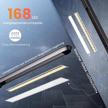AmazLit Adjustable LED Desk Lamp with Dual Light Source - 12W/16W Dimmable Architect Lamp with Remote Control & Clamp