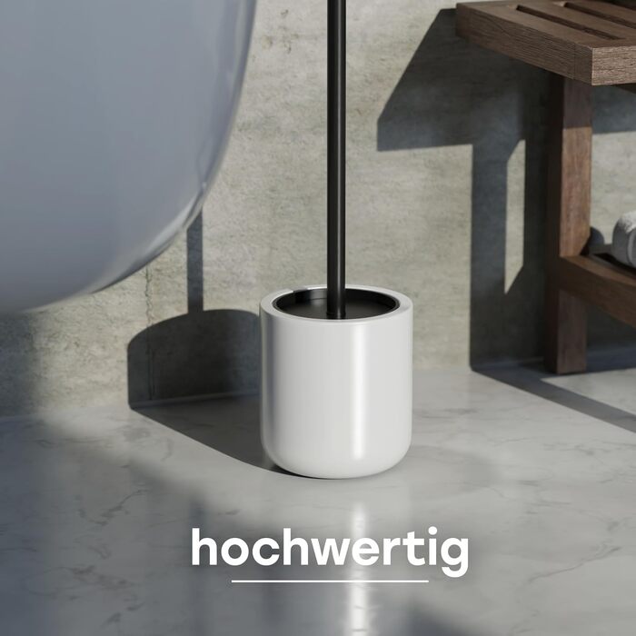 Набір для туалету SAVEGA: щітка для унітазу з нержавіючої сталі та силікону з антибактеріальною насадкою та тримачем (білий)