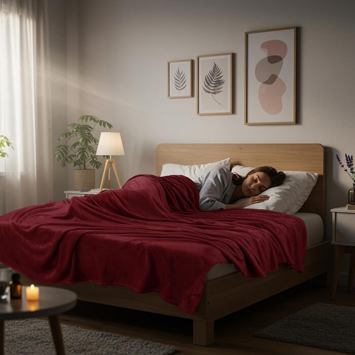 Плед Utopia Bedding: м'який флісовий плед, теплий зимовий плед для ліжка, дивана та крісла (Бургунді, 200x150 см)
